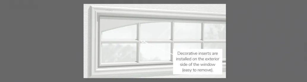 Double Stockton Arch Decorative Insert, 40" x 13" or 41" x 16", available for door R-16, 3 layers - Polystyrene,  2 layers - Polystyrene and Non-insulated