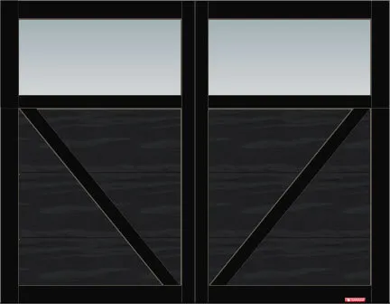 Princeton P-23, 9’ x 7’, porte et moulures Noir, fenêtres Panoramique avec verre Clair