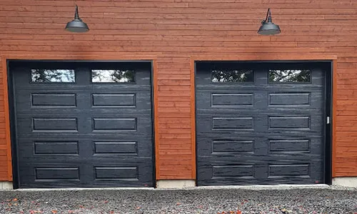 Standard+ Classic XL garage doors, 10' x 9', Black, Clear windows