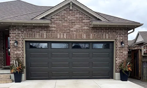 Acadia 138 Classic XL garage door, Moka Brown, Clear glass